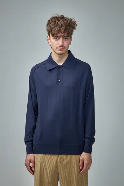 Bottega Veneta Polo Wool Jersey Knit In Blue