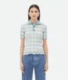 Bottega Veneta Distorted Stripe Cotton Polo In White