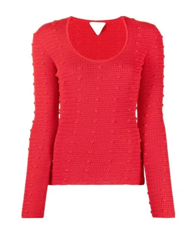 BOTTEGA VENETA POMPOM-DETAIL KNITTED TOP