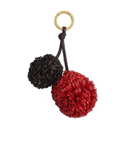 Bottega Veneta Pompom Lambskin Charm In Red