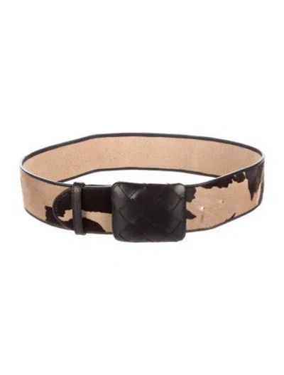 Pre-owned Bottega Veneta Ponyhair Waist Belt In Brown