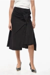 Bottega Veneta Popeline Midi Skirt With Front Draping In Black