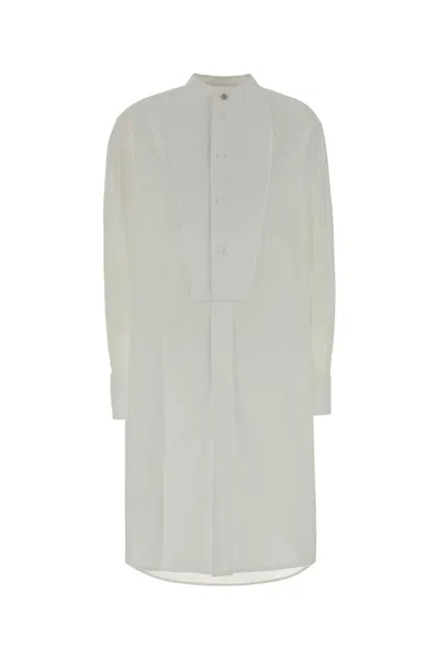 Bottega Veneta Abito Camicia Con Baschina Bottone Intreccio Metal In White