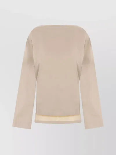 Bottega Veneta Poplin Top With Cotton And Silk In Brown