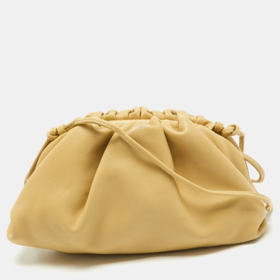 Pre-owned Bottega Veneta Porridge Leather Mini The Pouch Bag In Yellow