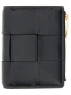 Bottega Veneta Portafoglio Bi-fold Con Zip Small In Black