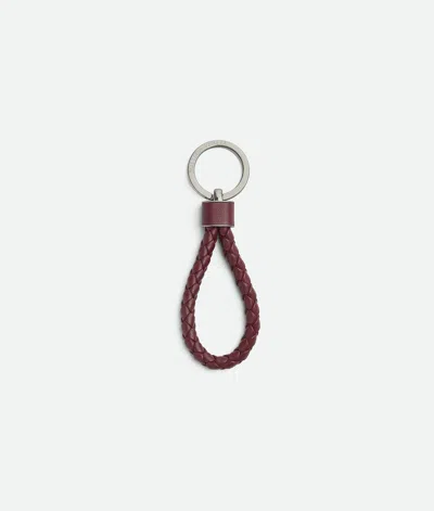Bottega Veneta Intreccio Key Ring In Bordeaux