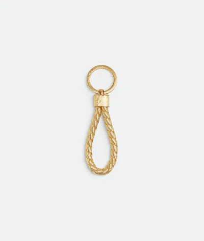 Bottega Veneta Intreccio Key Ring In Gold