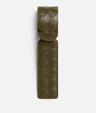 Bottega Veneta Intrecciato Long Tag Holder In Brown