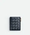 Bottega Veneta Portafoglio Intrecciato Bi-fold Piccolo Con Zip In Space