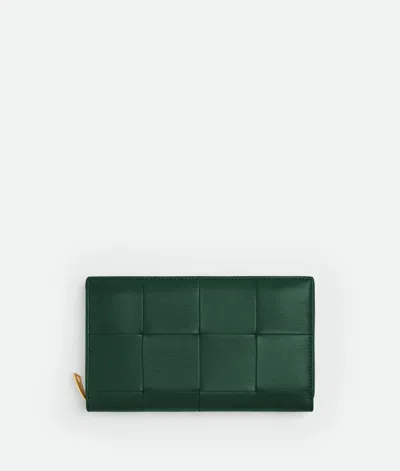Bottega Veneta Cassette Zip Around Wallet In Green