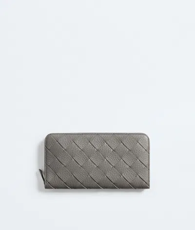 Bottega Veneta Intrecciato Zip Around Wallet In Gray