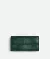 Bottega Veneta Womens Emerald Green-gold Intrecciato Large Leather Wallet In Emerald Green