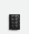 Bottega Veneta Intrecciato Tiny Tri-fold Wallet In Black