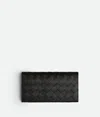 Bottega Veneta Intrecciato Long Wallet With Coin Purse In Black