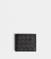 Bottega Veneta Intrecciato Bi-fold Wallet In Black / Grass