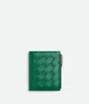Bottega Veneta Leather Intrecciato Bifold Wallet In Green