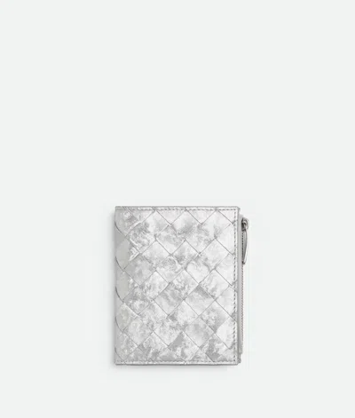 Bottega Veneta Intrecciato Small Bi-fold Wallet In Metallic