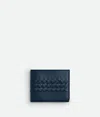 Bottega Veneta Intrecciato Piccolo Bi-fold Wallet With Coin Purse In Blue