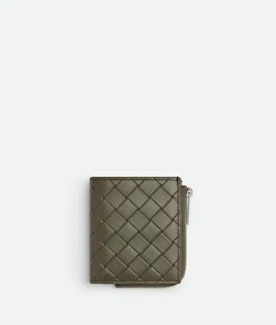 Bottega Veneta Intrecciato Stamp Bi-fold Wallet In Green