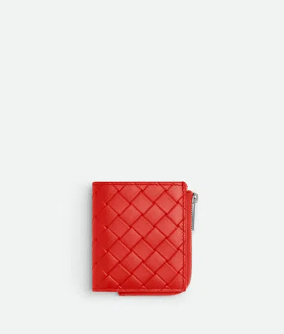 Bottega Veneta Intrecciato Stamp Bi-fold Wallet In Red