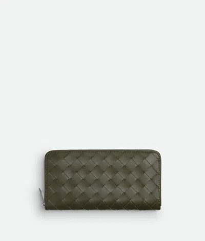 Bottega Veneta Intrecciato Zip Around Wallet In Green