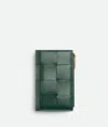 Bottega Veneta Medium Cassette Bi-fold Zip Wallet In Emerald Green