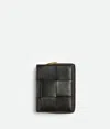 Bottega Veneta Small Cassette Bi-fold Zip Wallet In Black