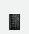 Bottega Veneta Medium Intrecciato Bi-fold Zip Wallet In Black