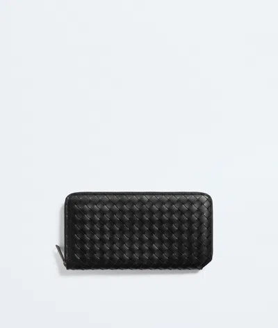 Bottega Veneta Intrecciato Piccolo Zip-around Wallet In Black
