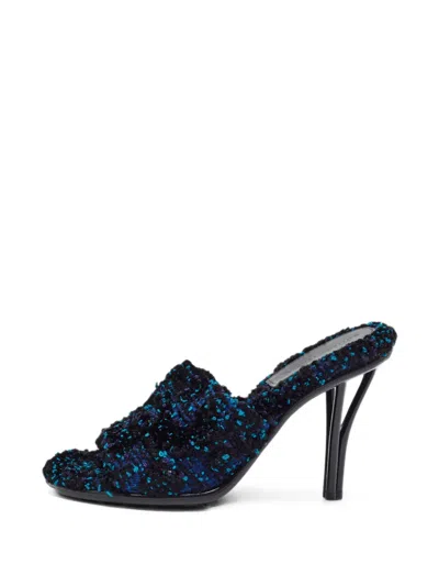 Pre-owned Bottega Veneta Pose Tweed Sandals In Black