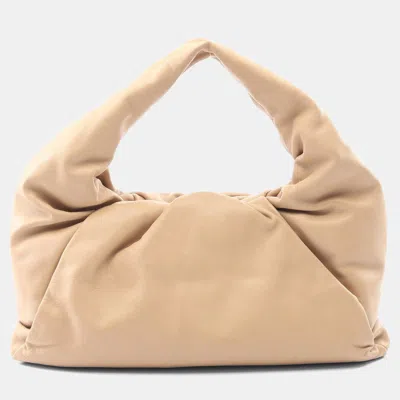 Pre-owned Bottega Veneta Pouch Beige Nappa Leather Shoulder Bag In Sand