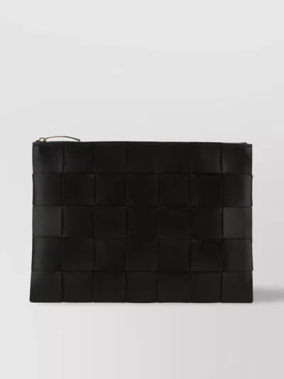 Bottega Veneta Pouch Nappa Leather Woven Texture In Black