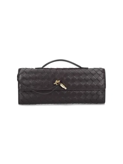 Bottega Veneta Pouch With "andiamo Clutch" Handle In Brown