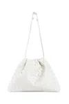 Bottega Veneta Medium Dustbag Intrecciato Leather Shoulder Bag In White