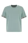 Bottega Veneta Cotton T-shirt With Checked Trim And Foldable Cuffs