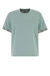 Bottega Veneta Cotton T-shirt With Checked Trim And Foldable Cuffs