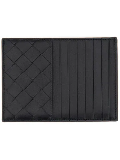 Bottega Veneta Premium Leather Mini Card Holder In Black