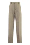 Bottega Veneta Prince Of Wales Checked Wool Trousers In Beige
