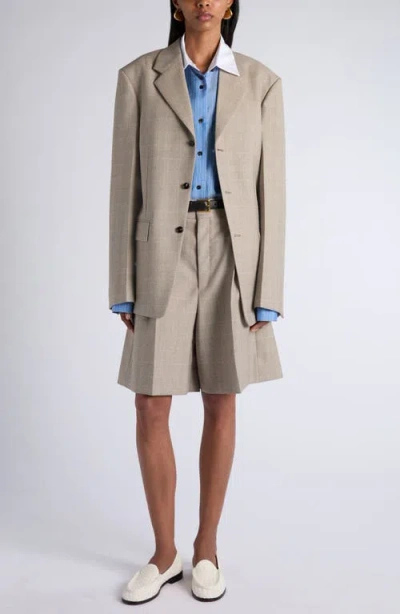 Bottega Veneta Prince Of Wales Wool Blazer In Neutral