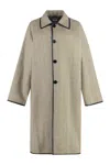 Bottega Veneta Prince-of-wales Wool Coat In Neutral