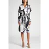 Bottega Veneta Print Long Sleeve Silk Shirtdress In Multi