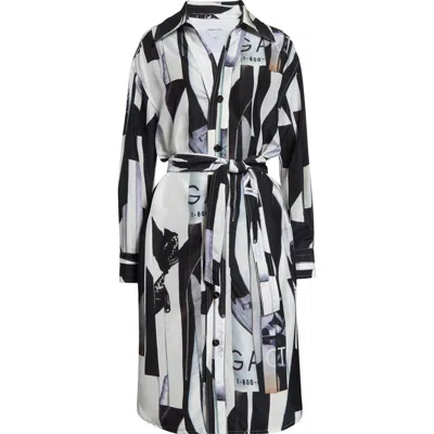 BOTTEGA VENETA BOTTEGA VENETA PRINT LONG SLEEVE SILK SHIRTDRESS