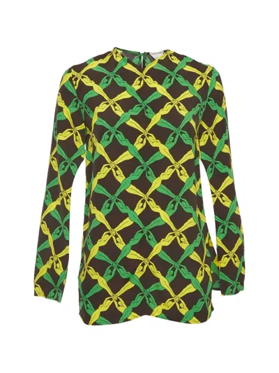 Pre-owned Bottega Veneta Printed Blouse In Black