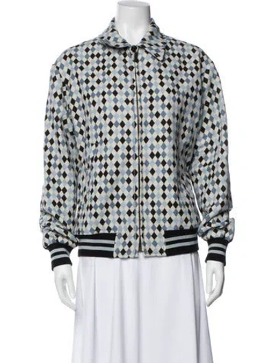 Pre-owned Bottega Veneta Printed Bomber Jacket In Blue