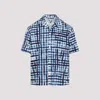 Bottega Veneta Printed Check Bowling Shirt In Chalk Eclipse