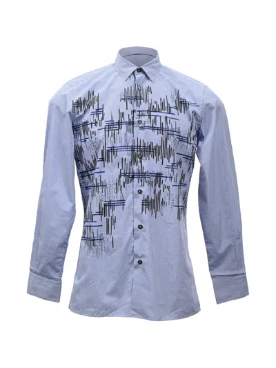 Pre-owned Bottega Veneta Printed Checked Shirt In Blue