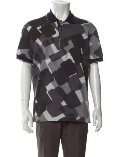Pre-owned Bottega Veneta Printed Crew Neck Polo Shirt In Gray