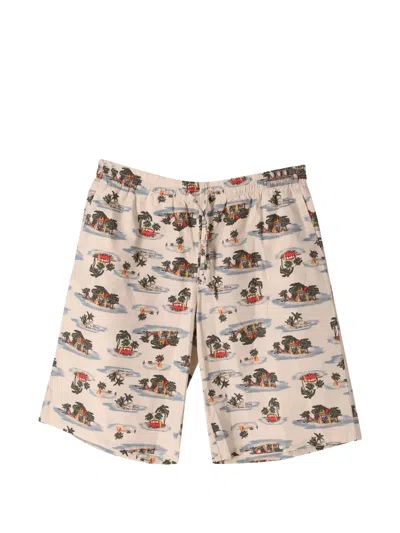 Pre-owned Bottega Veneta Printed Drawstring Shorts In Neutral