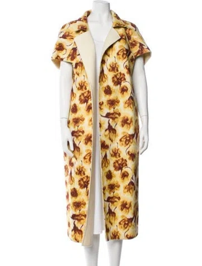 Pre-owned Bottega Veneta Printed Faux Fur Coat In Yellow